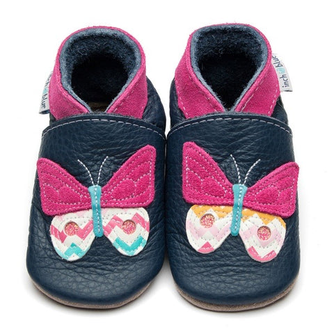 Inch Blue Baby Shoes - Papillon Navy/Pink