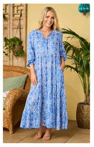 Nikkita Cotton Maxi Dress - Blue