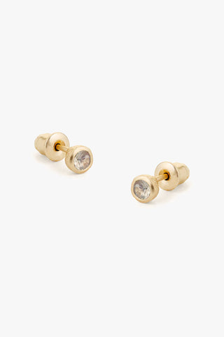 Moonstone Stud Earrings Gold