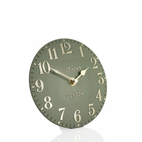 6” Arabic Mantel Clock - Lichen Green