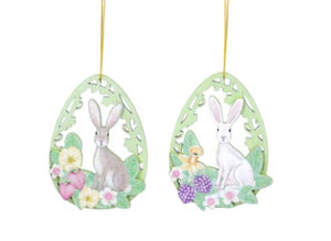 Wood Egg & Bunny Easter Decoration