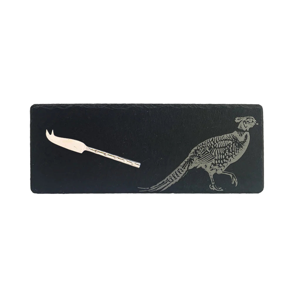 Single Mini Slate Cheese Board & Knife set - Pheasant