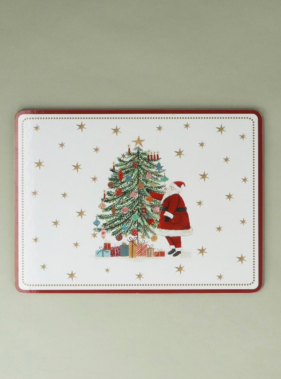 Nostalgia Santa/Tree Set/4 Cork Backed Placemats