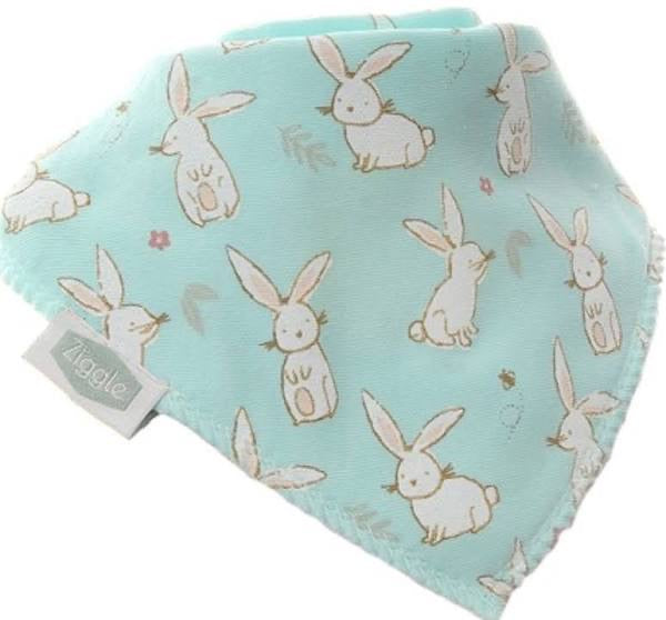 Fun absorbent baby bandana - Bunnies On Mint