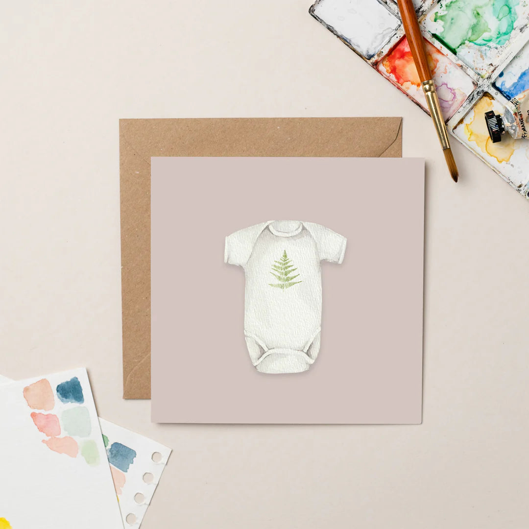 Fern Baby-grow Card