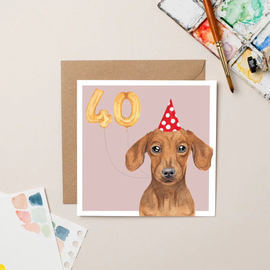 Dachshund 40th Birthday Card
