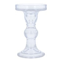 Clear Glass Ball Candlestick - Large