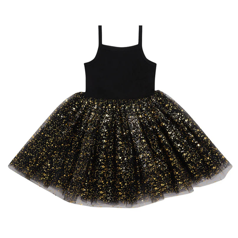 Black and Gold Sparkle Dress - 4-6 years
