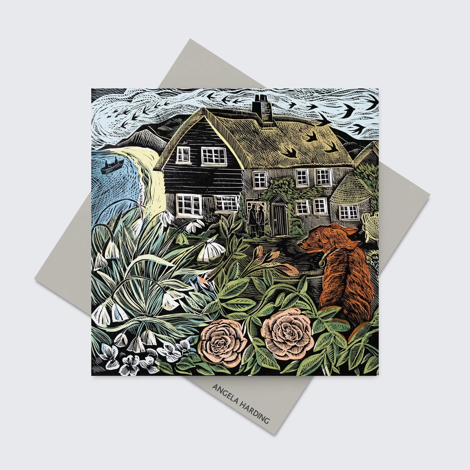 Angela Harding Rose Cottage Card