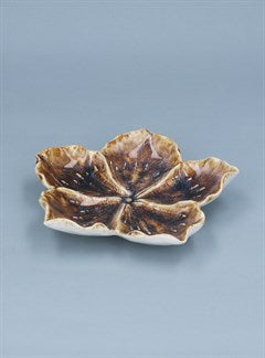 Natural Reactive Stoneware Hibiscus Trinket Dish Medium