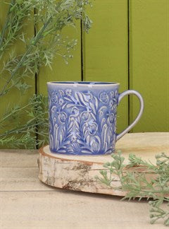 Country Flowers Blue Stoneware Mini Mug