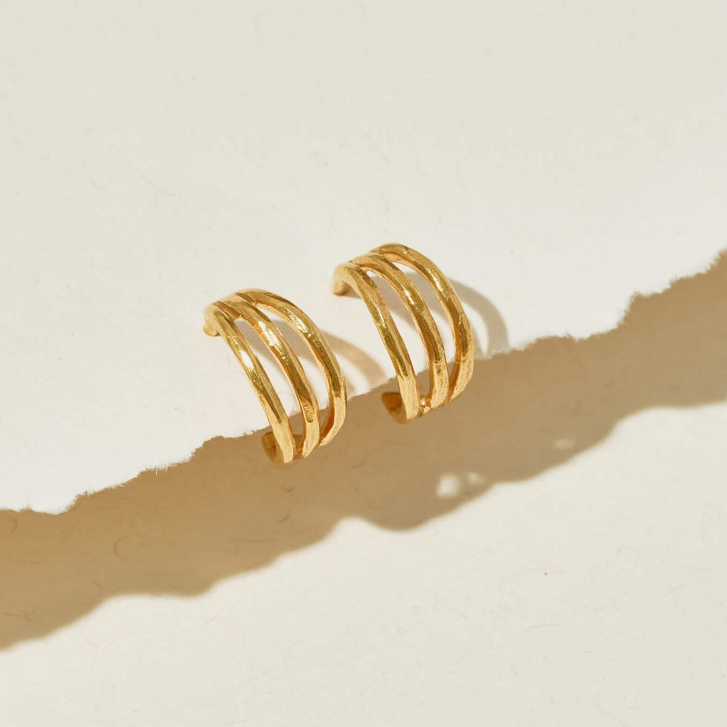 Gold Trio Illusion Studs