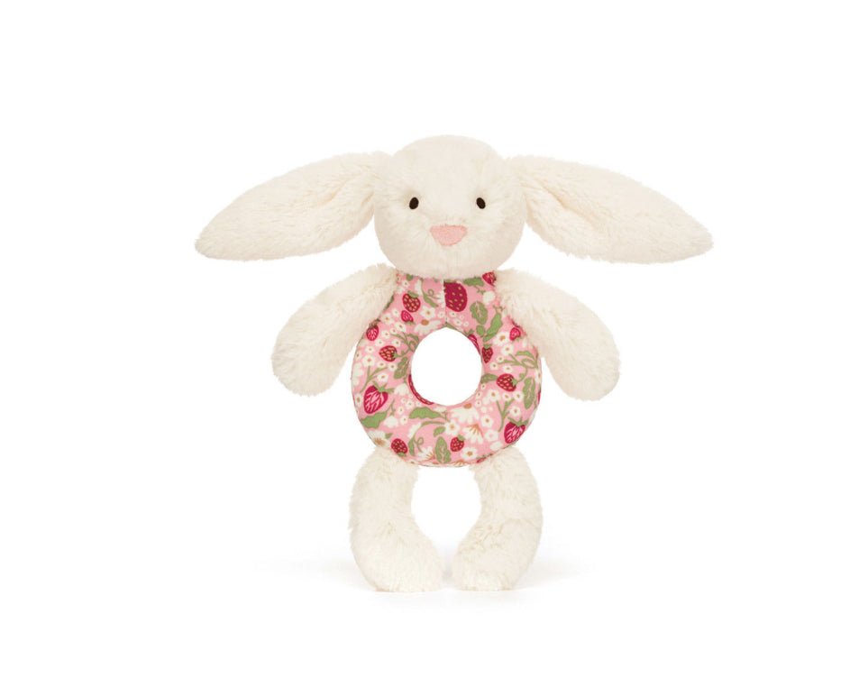 Bashful Blossom Cream Bunny ‘Berry’ Ring Rattle