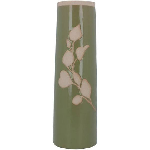 Sage Green Ceramic Branch Impression Vase - Large