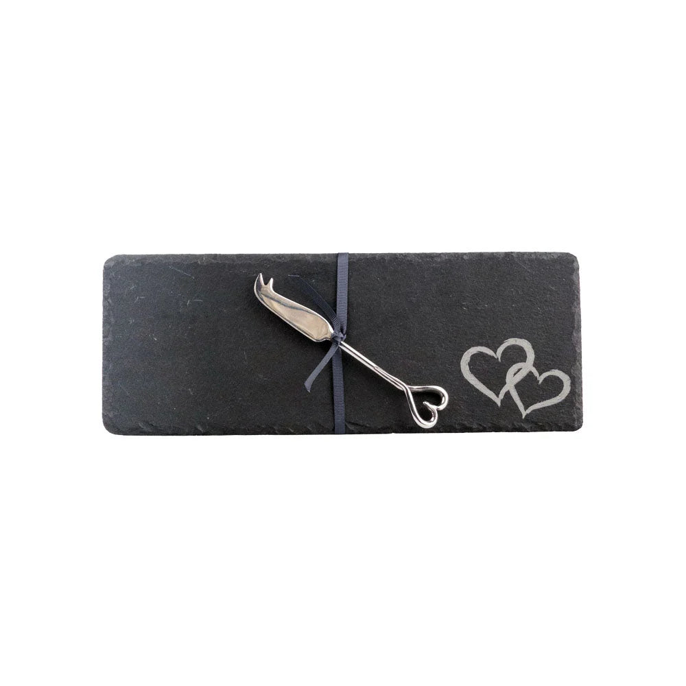 Single Mini Slate Cheese Board & Knife set - Love Heart