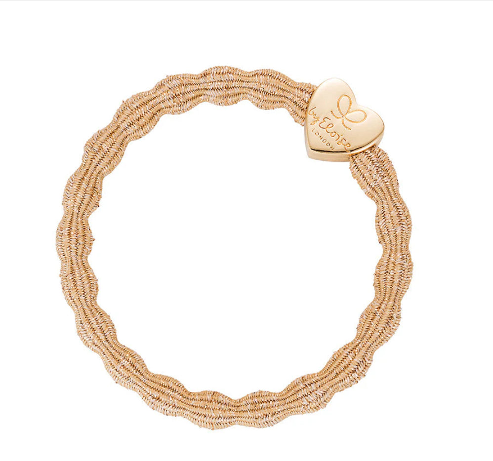 Metallic Gold Heart Thin Bangle Band