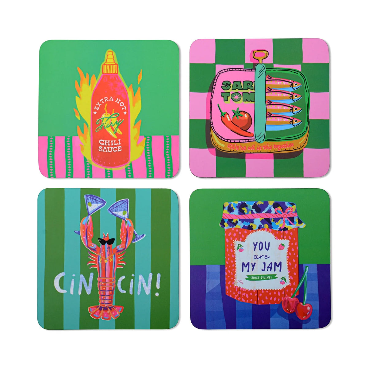 Set Of 4 Coasters - The Foodie