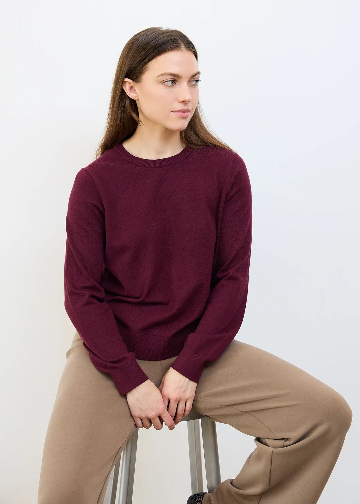 Cashmere Feel Crew Neck Long Sleeve Jumper