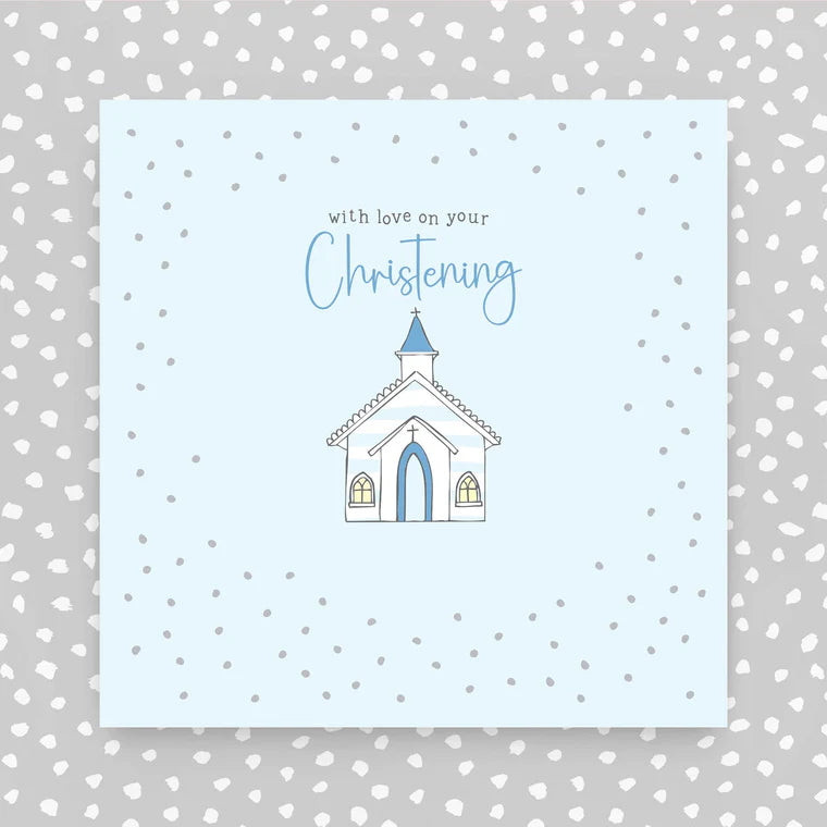 With Love on your Christening blue greeting card