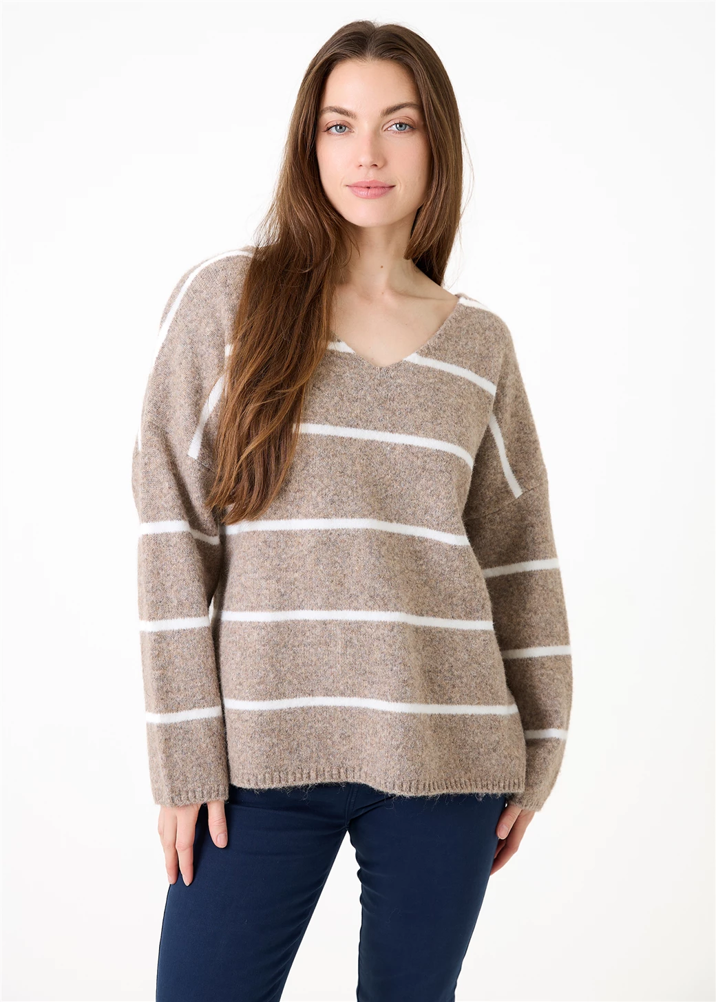 V-Neck Stripe Jumper