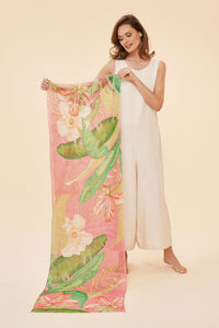 Delicate Tropical Linen Scarf - Candy