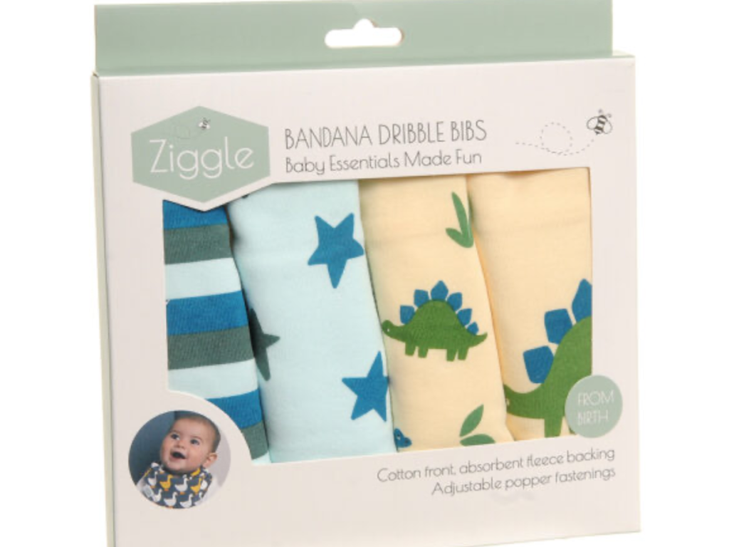 Fun absorbent baby bandana - Dino & Stars
