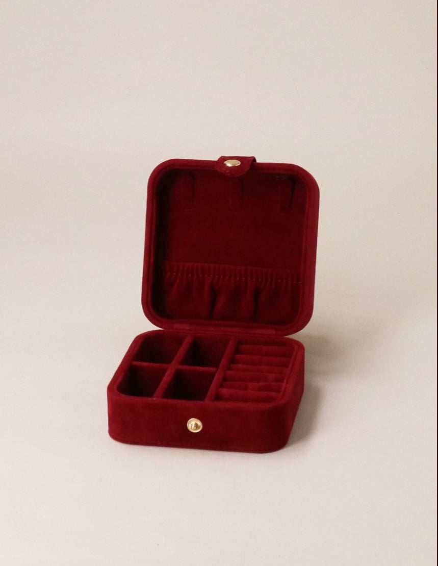 Ruby Velvet Square Jewellery Box