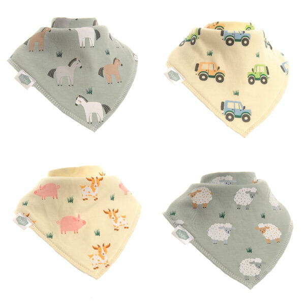 Fun Absorbent Baby Bandana - Country Life
