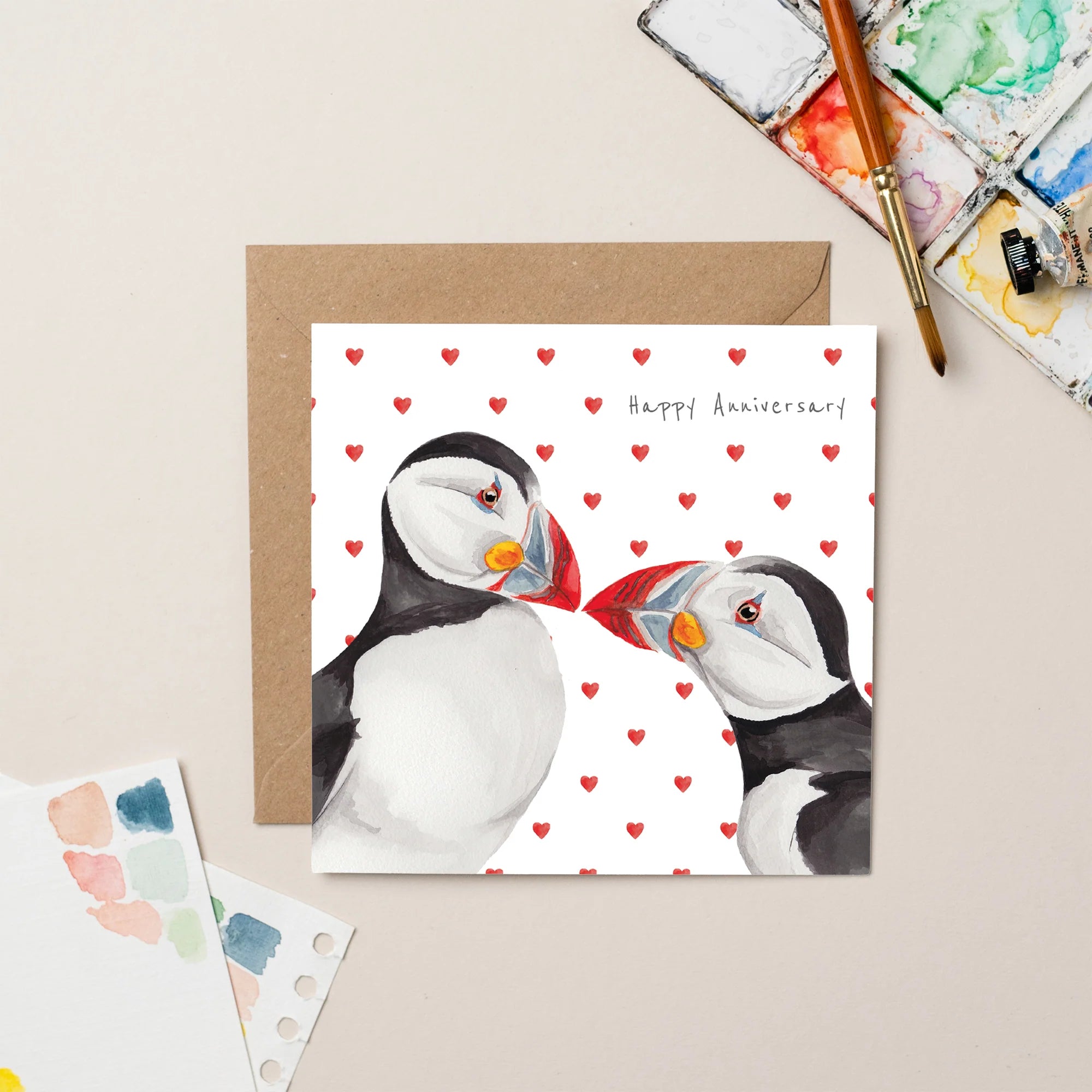 Puffins in Love Card