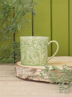 Country Flowers Green Stoneware Mini Mug
