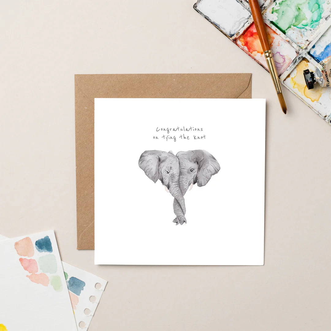 Elephant Tying the Knot Card