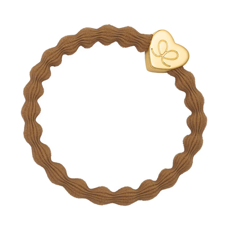 Gold Heart Thin Bangle Band