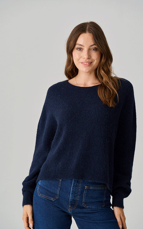 Bettina Short Alpaca Jumper - Navy