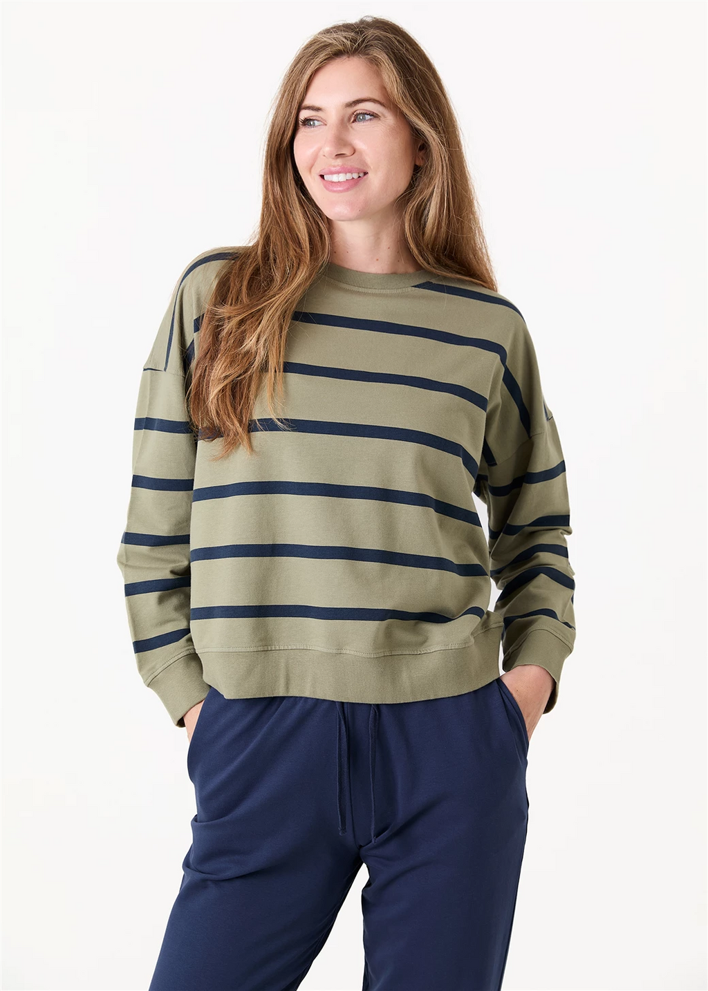 Stripe Crew Neck Sweatshirt