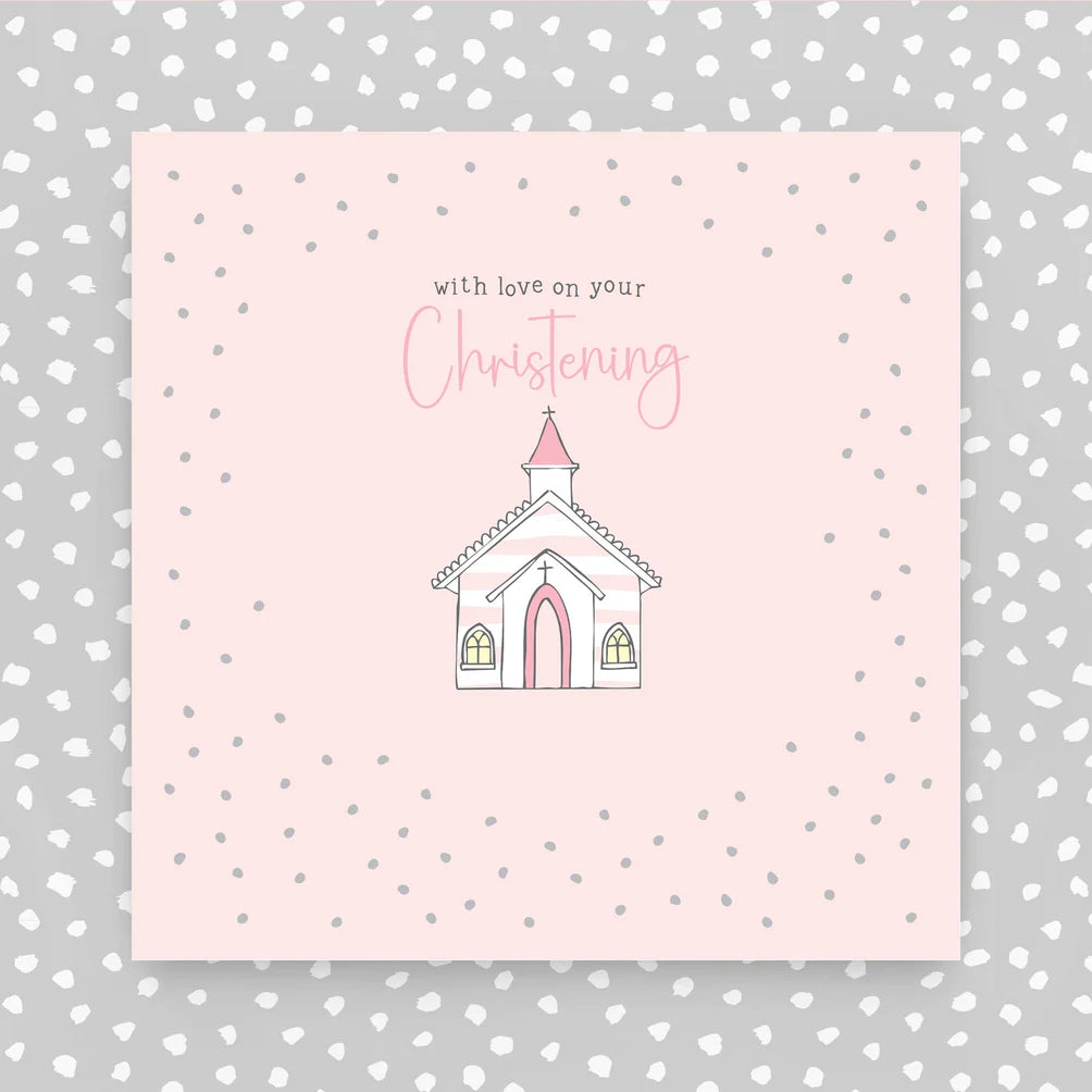 With Love on your Christening pink greeting card