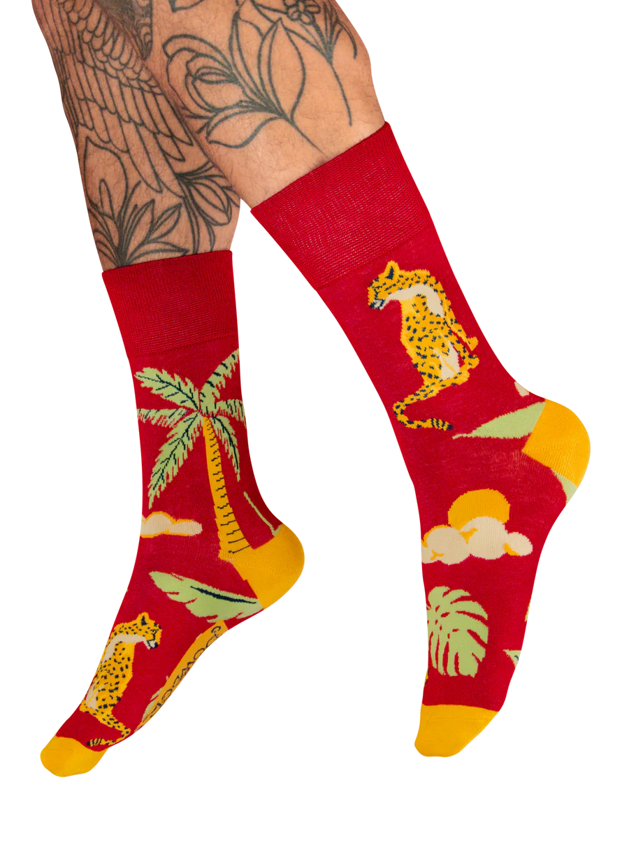 Men’s Socks - Cheetah Design Deep Pink