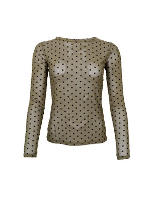 Jennie Dotted Mesh Blouse - Army Green