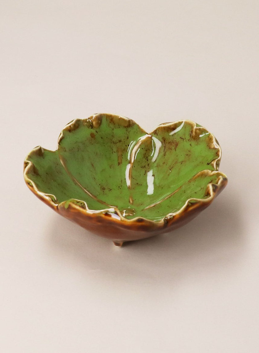 Green Reactive Stoneware Anemone Trinket Dish