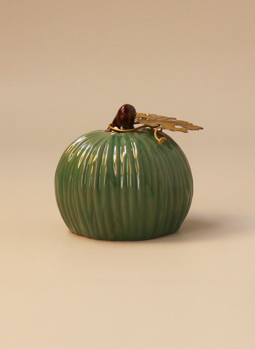 Green Stoneware Mini Pumpkin