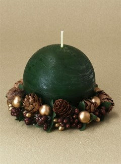 Pine Cone & Gold Bead Candle Ring