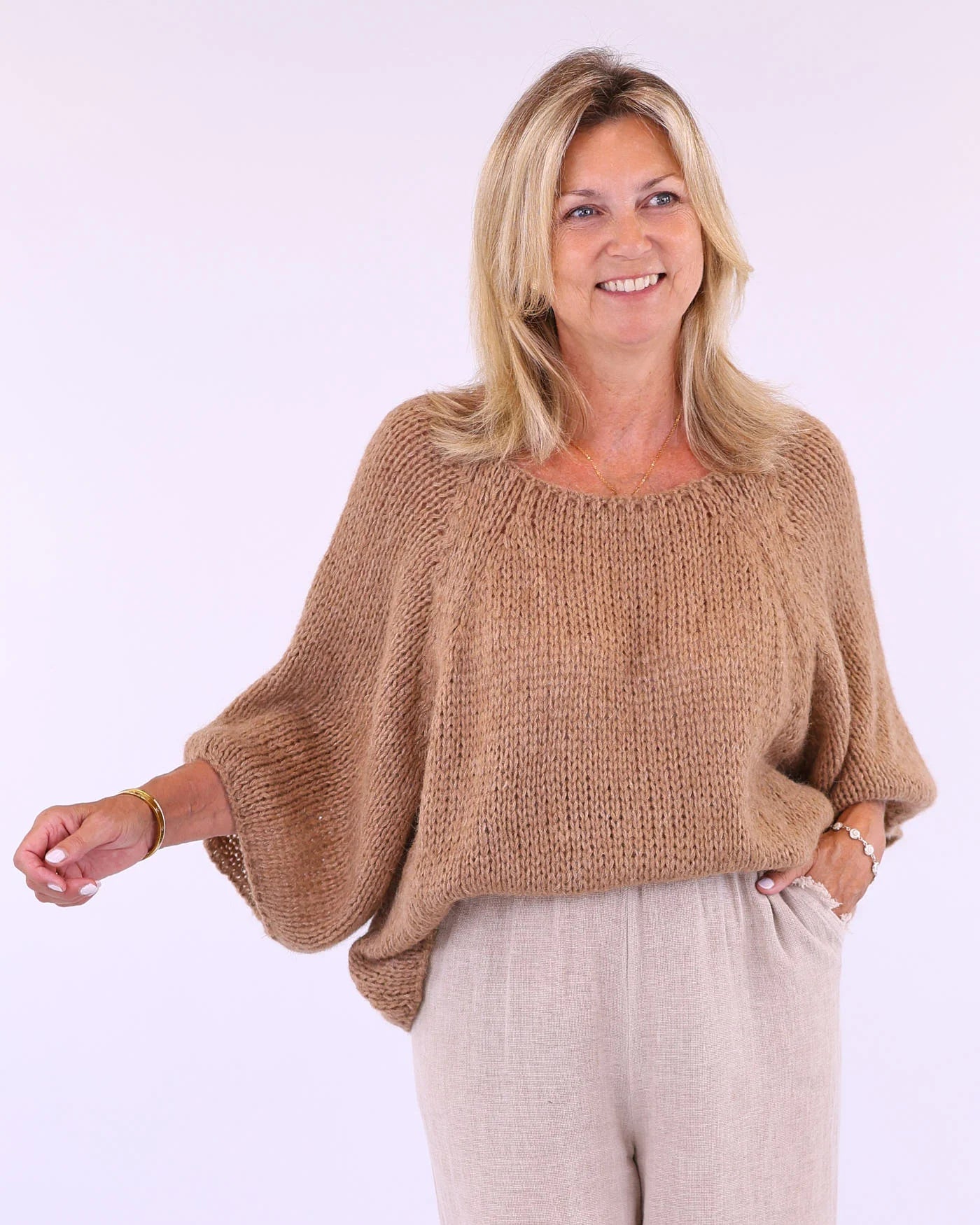 Alpaca Blend Swing Jumper - Truffle