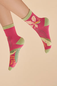 Ankle Socks - Tropical Dark Rose