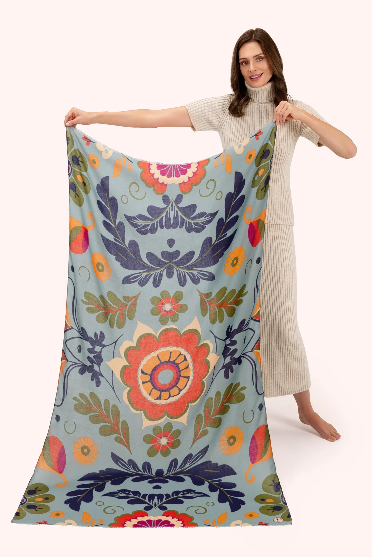 Folk Floral Print Scarf