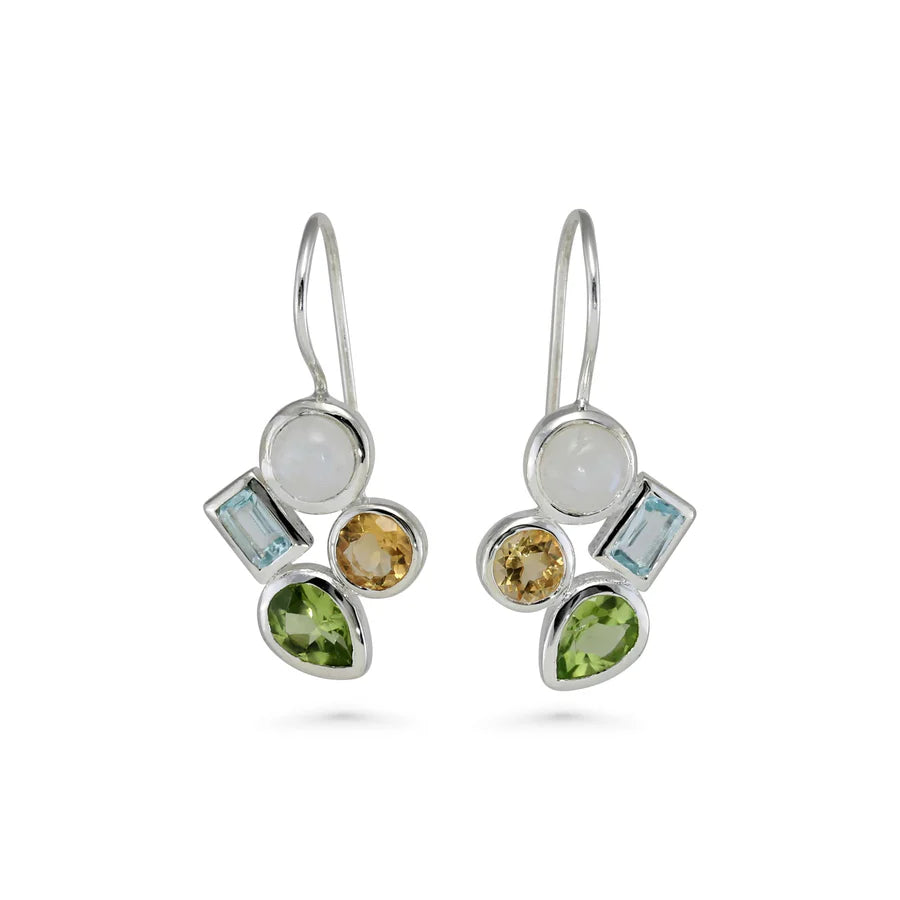 Moonstone, Peridot, Citrine and Topaz Earrings