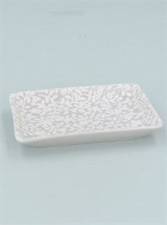 Light Grey Floral Vines Porcelain Small Trinket Dish