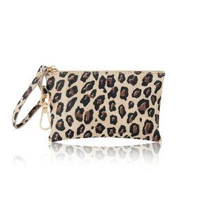 Leather Coin Bag - Light Taupe Leopard
