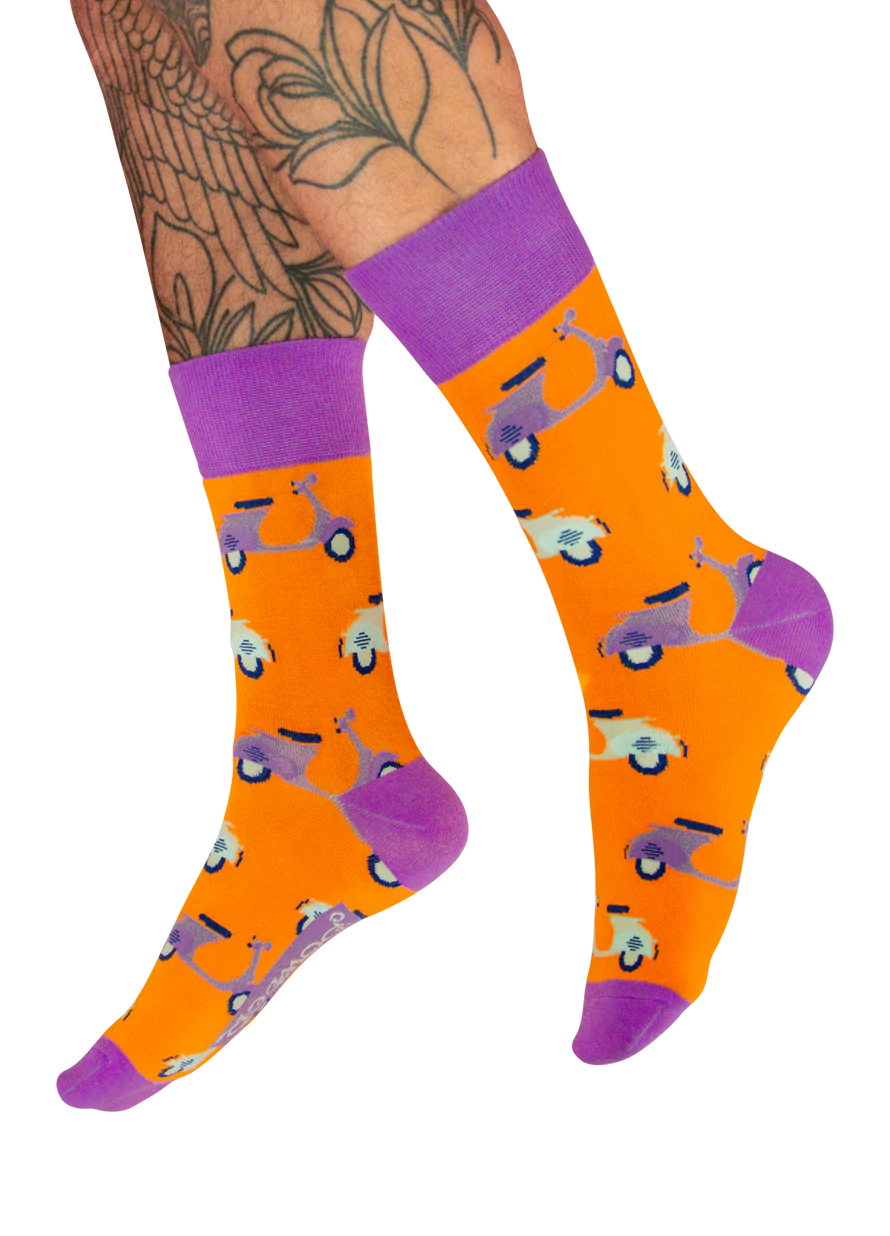 Men’s Socks - Motorcycle Design Orange