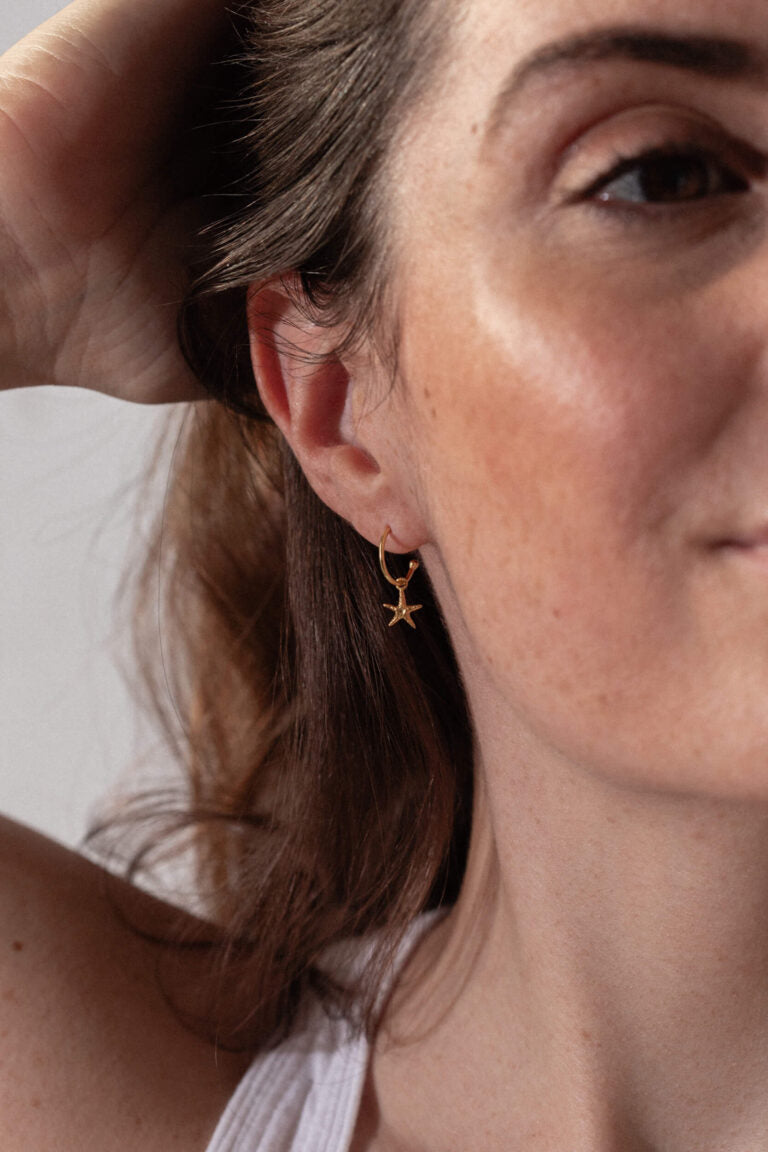 Gold Starfish Hoop Studs