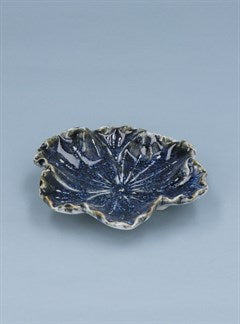 Blue Reactive Stoneware Hellebore Trinket Dish
