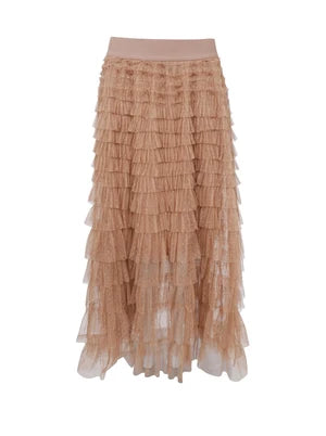 Angelina Mesh Skirt - Latte
